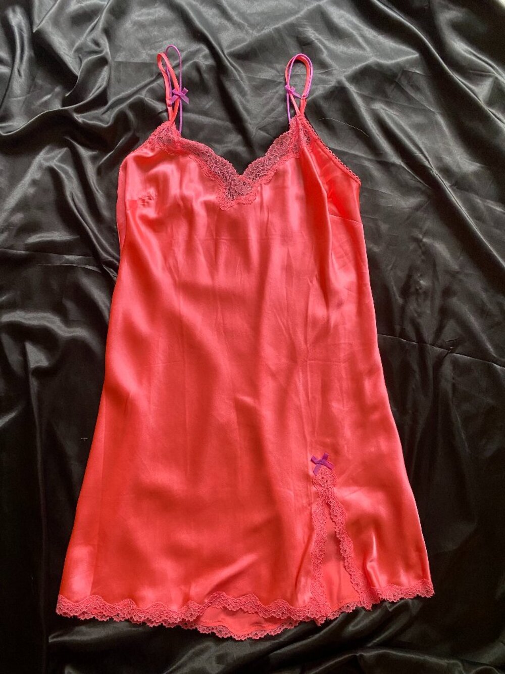 Victoria's Secret Bright Pink Lace Bow Half Slip Fairy y2k M/L